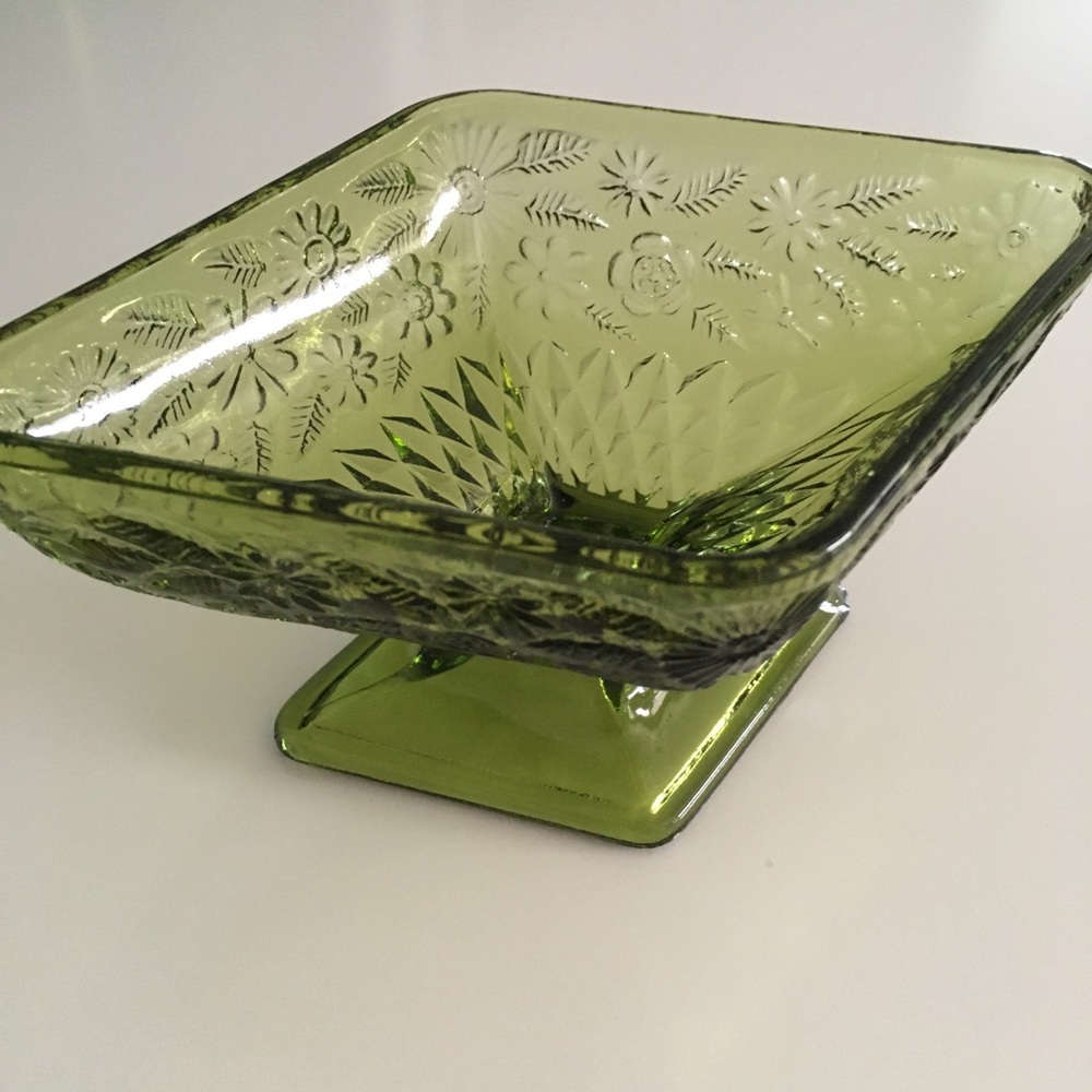 Vintage Green Compote Dish